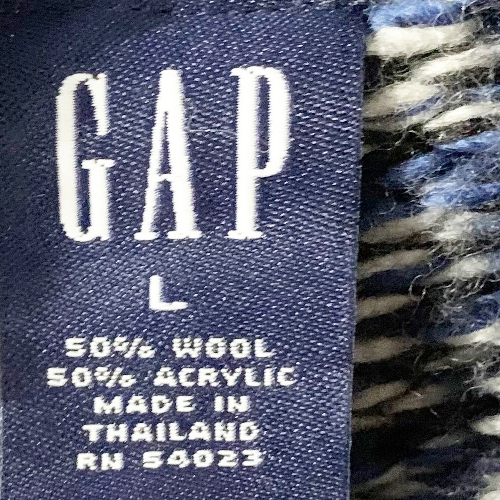 Vintage Y2K 2001 GAP Wool Blend Chunky Knit Turtleneck Sweater Women L Blue Marl - Picture 7 of 9